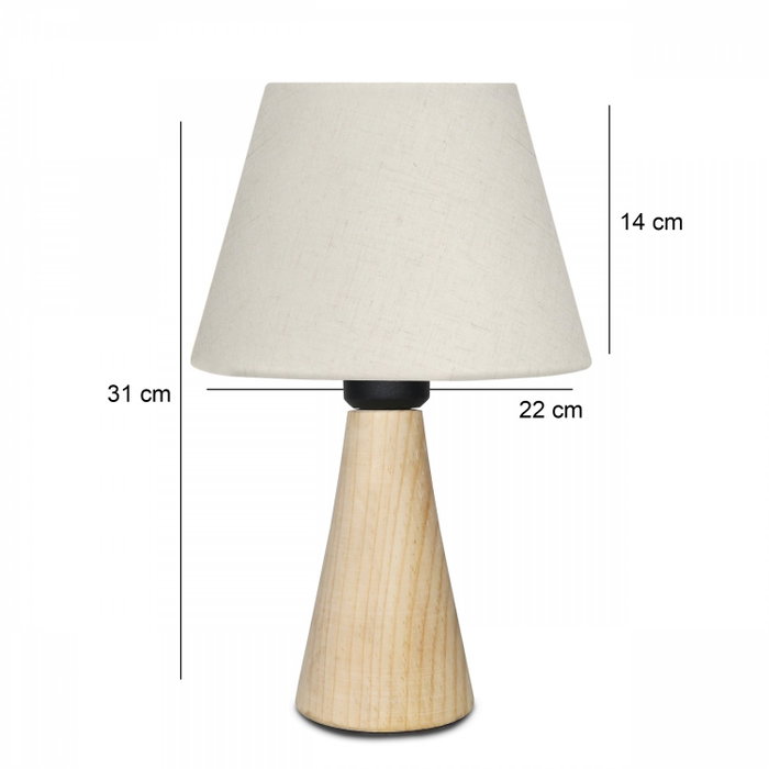 Opviq AYD-3644 Lámpara de mesa de madera y tela crema